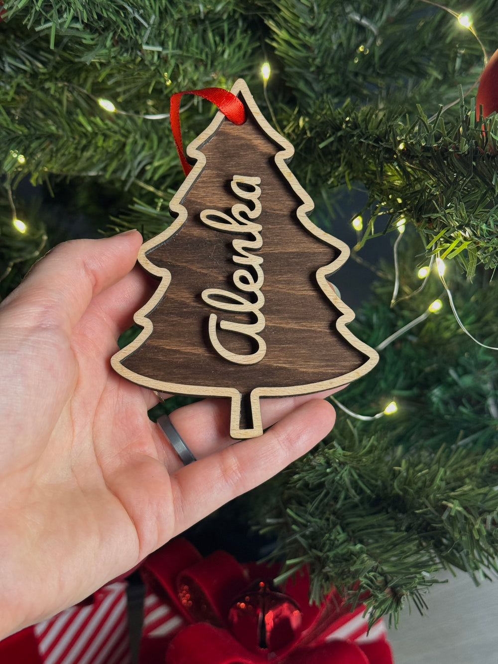 Dřevěná vánoční ozdoba – Vlastní jméno