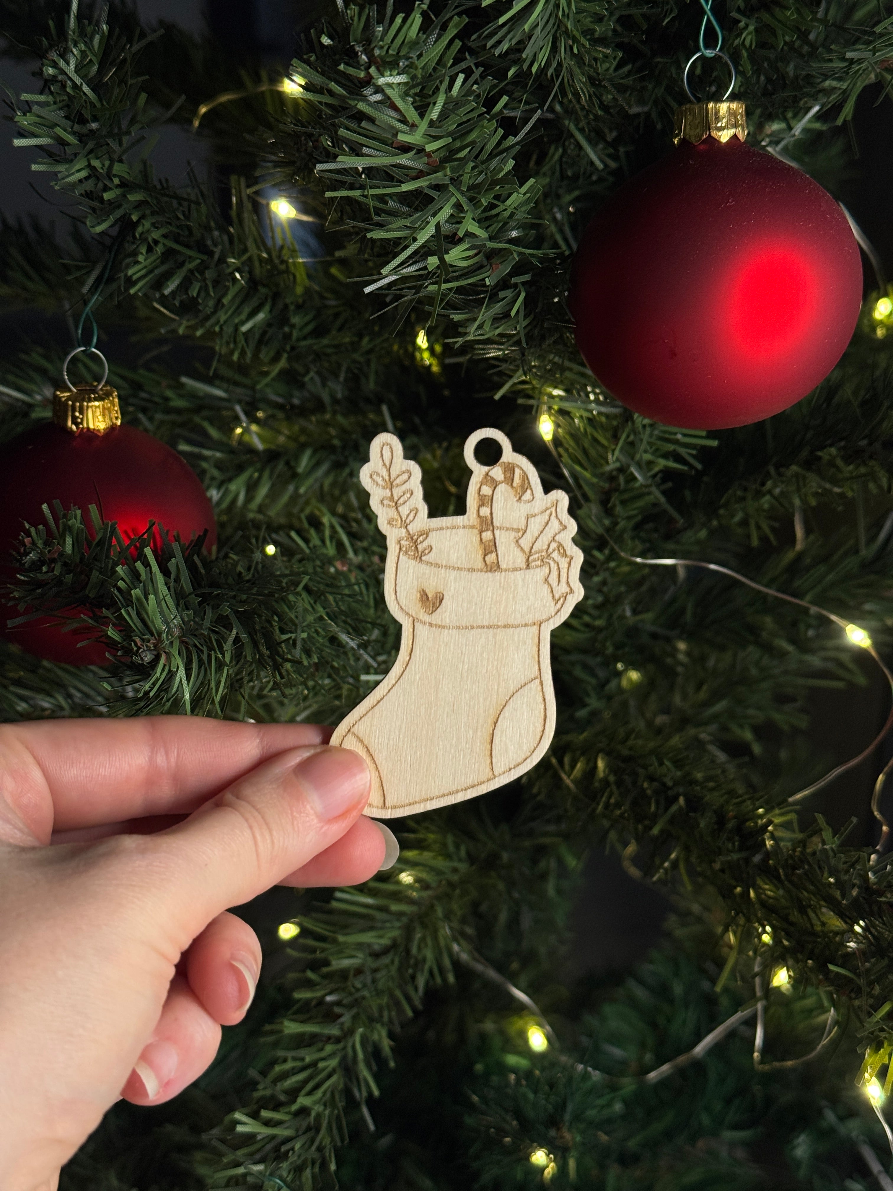 Dřevěná vánoční ozdoba – Punčocha