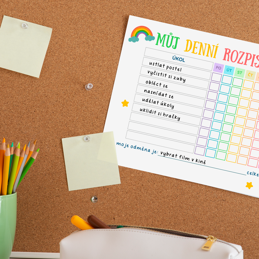 Denní rozpis úkolů pro děti K TISKU