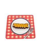 Dřevěná brož – Těstovina Fusilli
