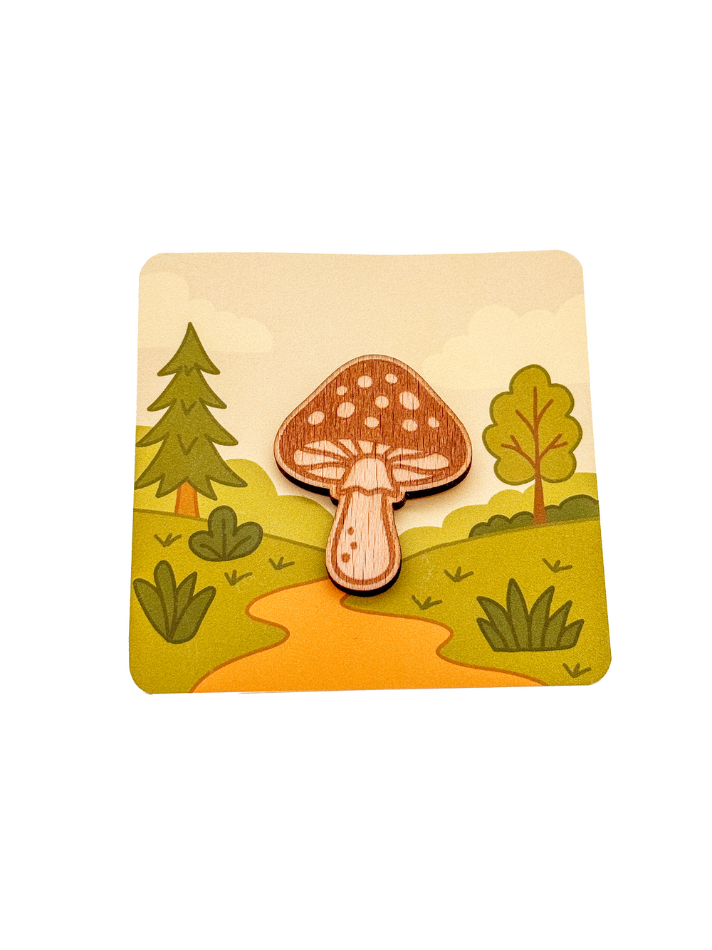 Dřevěná brož – Muchomůrka