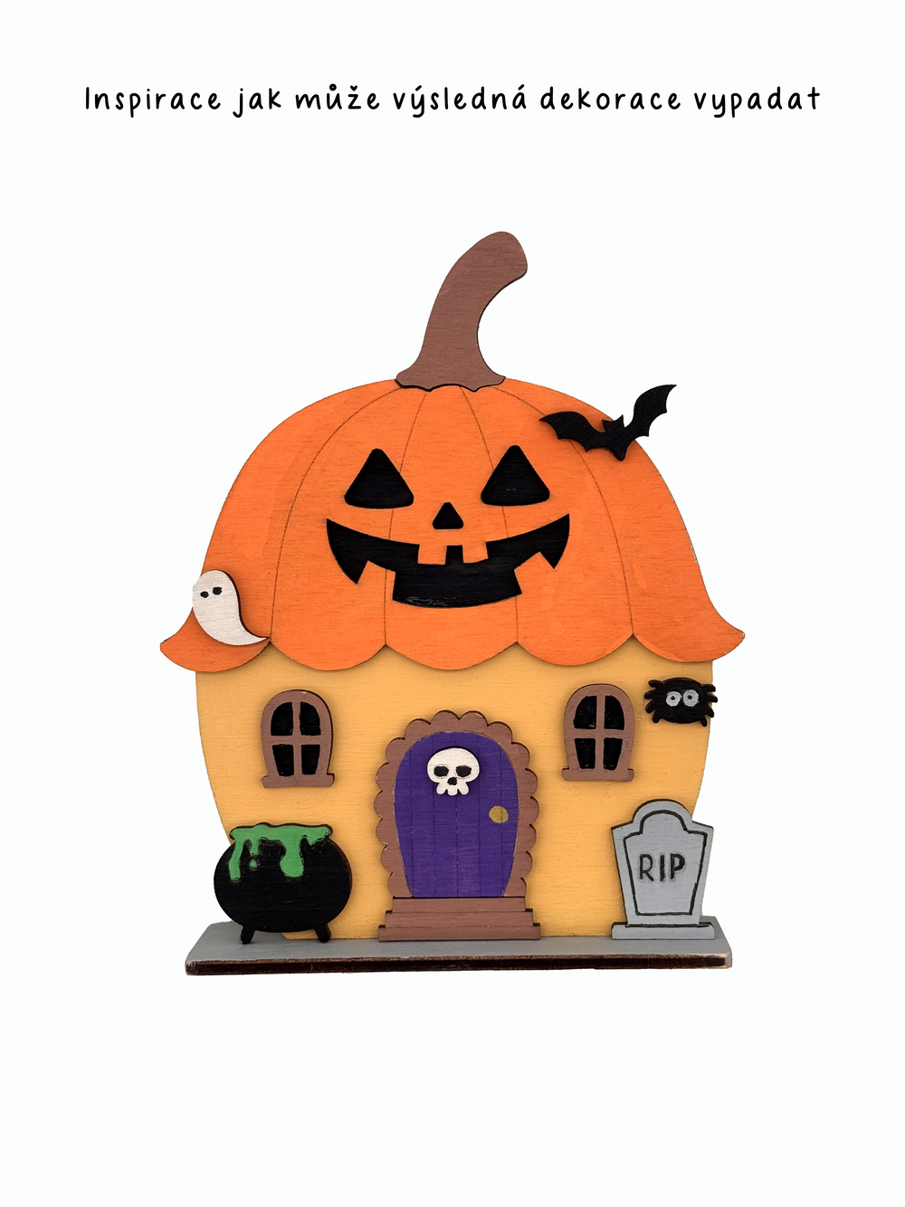 Dřevěná dekorace k dotvoření – Halloween domeček