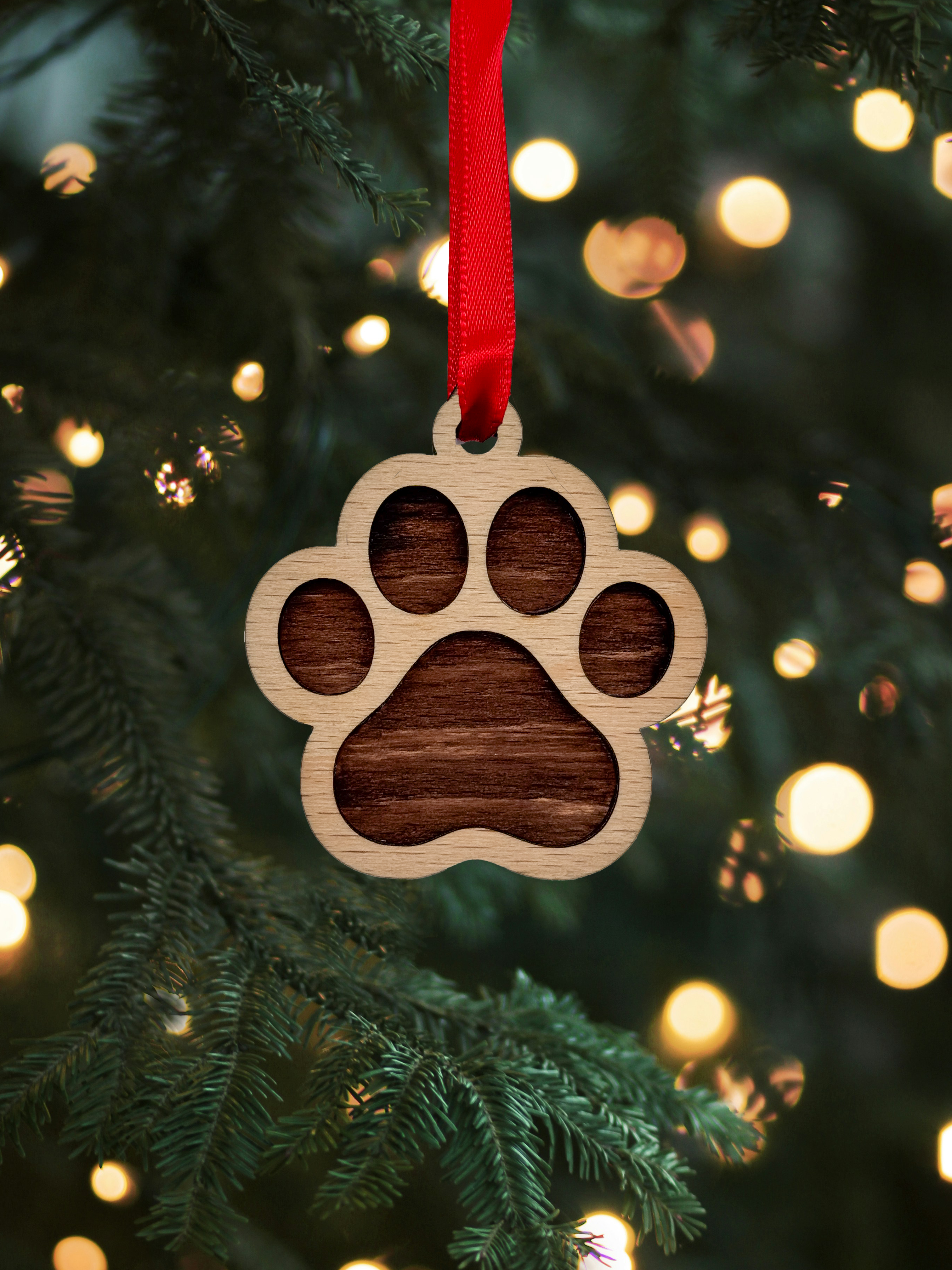 Dřevěná vánoční ozdoba – Kočičí tlapka menší