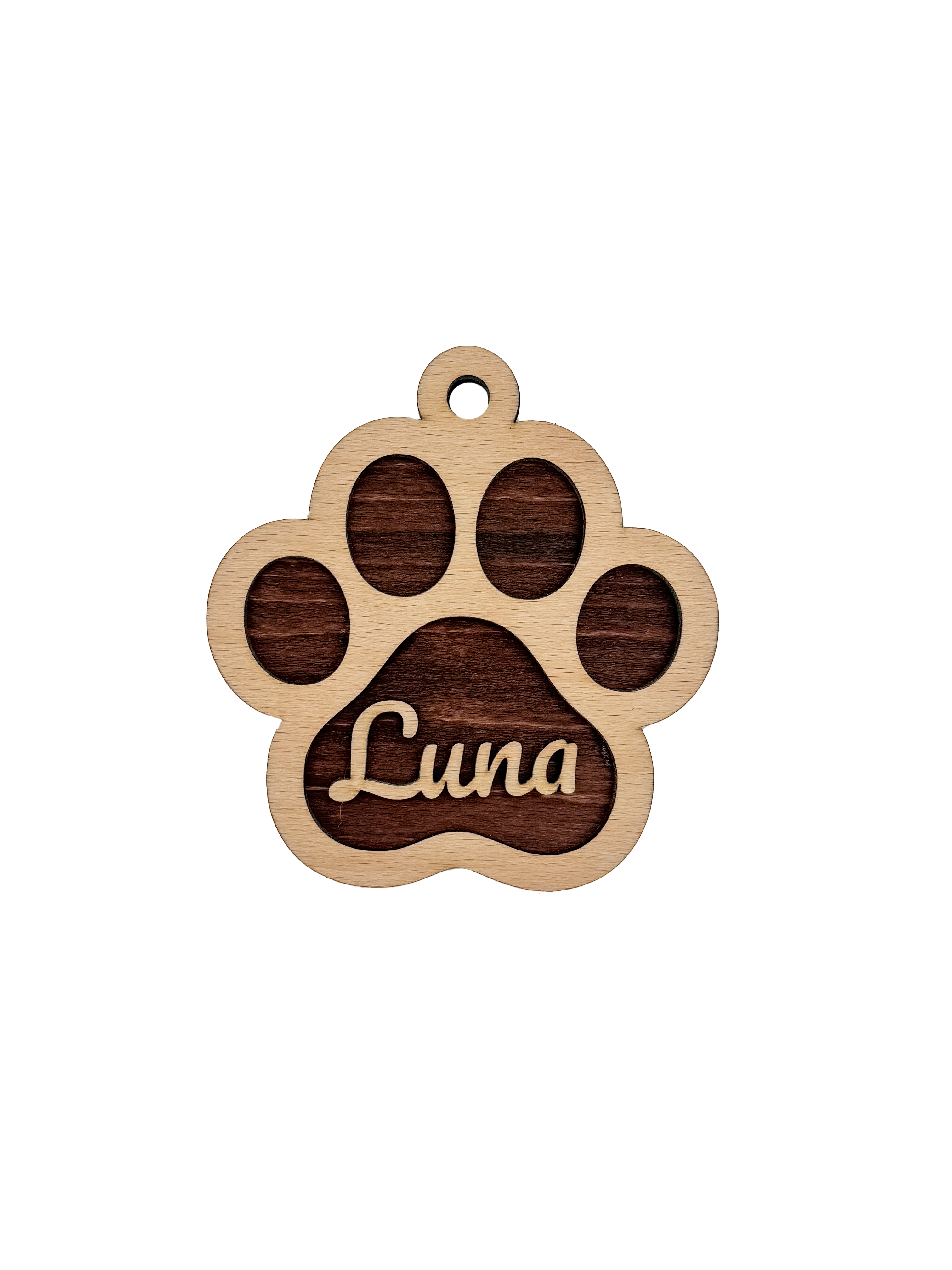 Dřevěná vánoční ozdoba – Kočičí tlapka se jménem