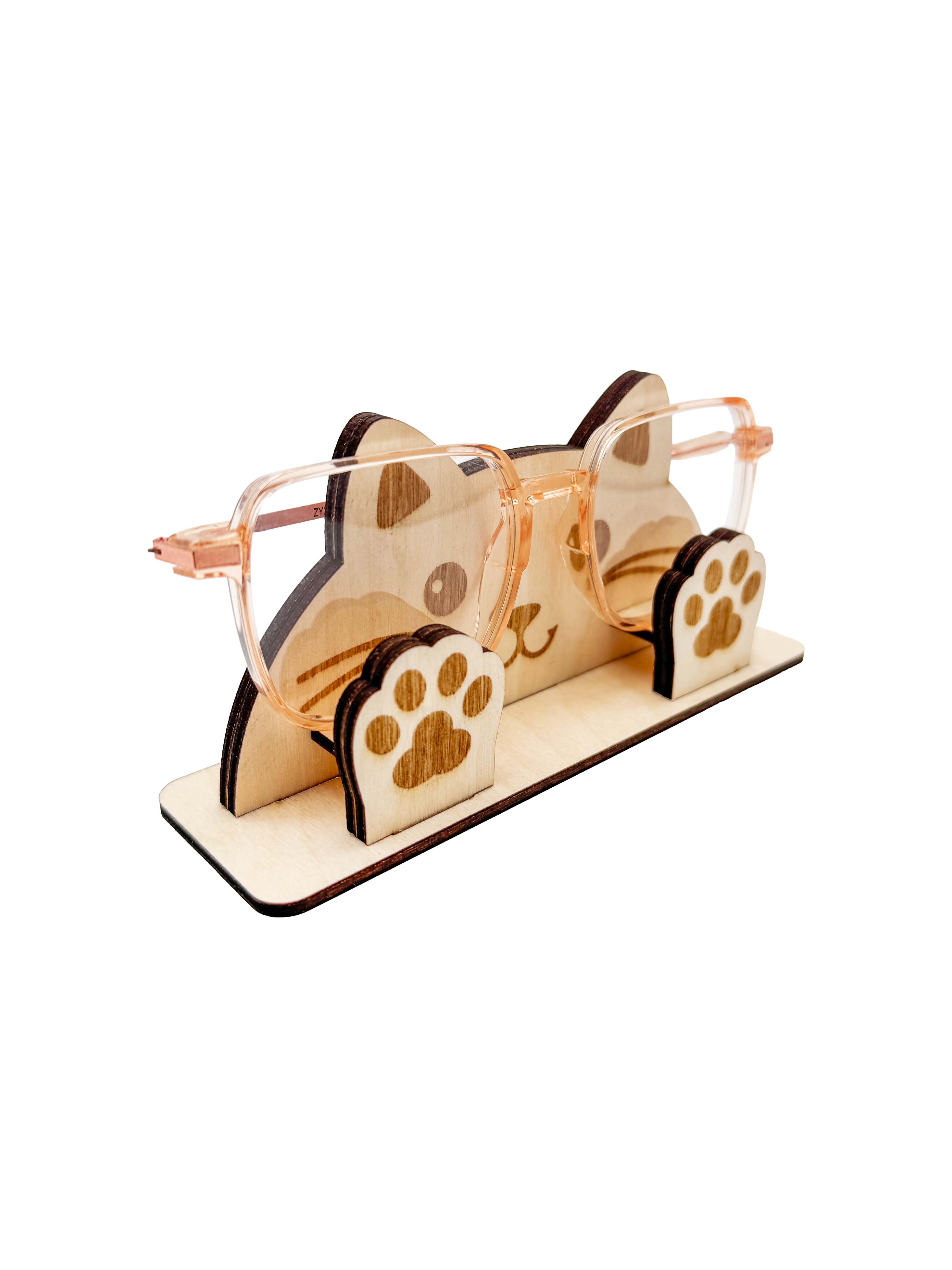 Dřevěný stojánek na brýle – Kočka