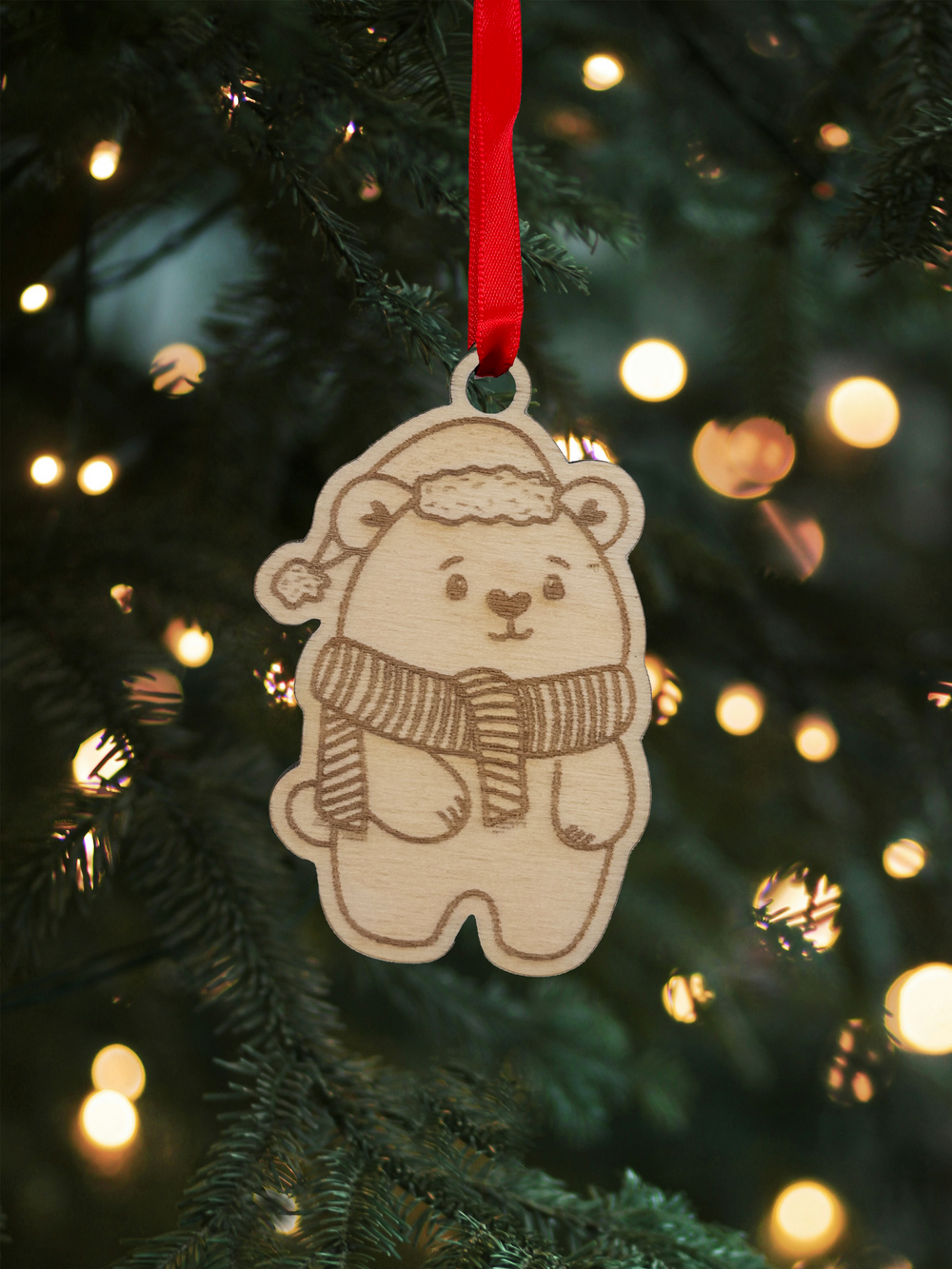 Dřevěná vánoční ozdoba – Medvídek