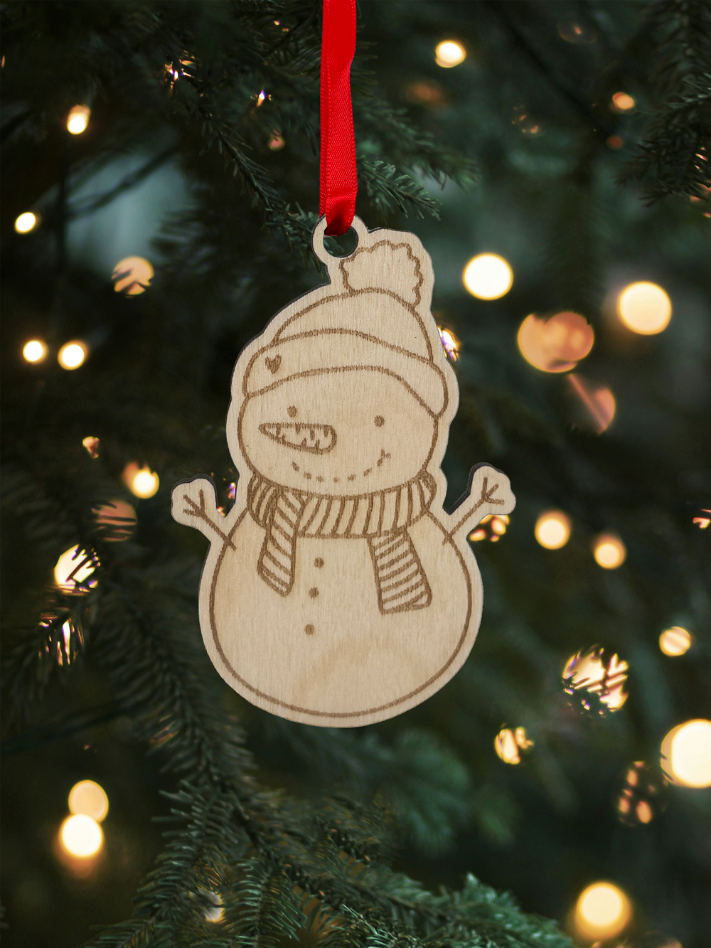 Dřevěná vánoční ozdoba – Sněhulák