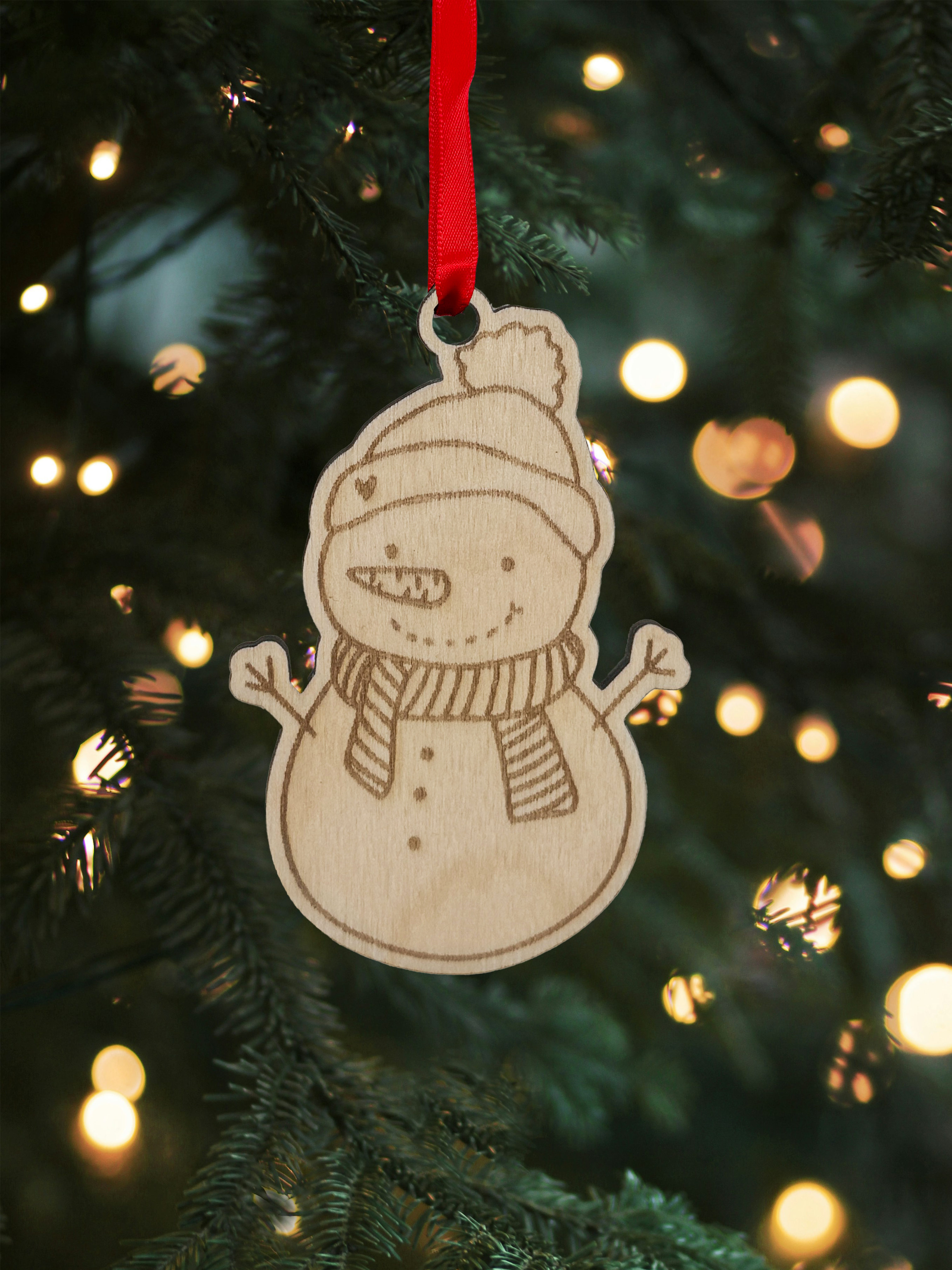 Dřevěná vánoční ozdoba – Sněhulák