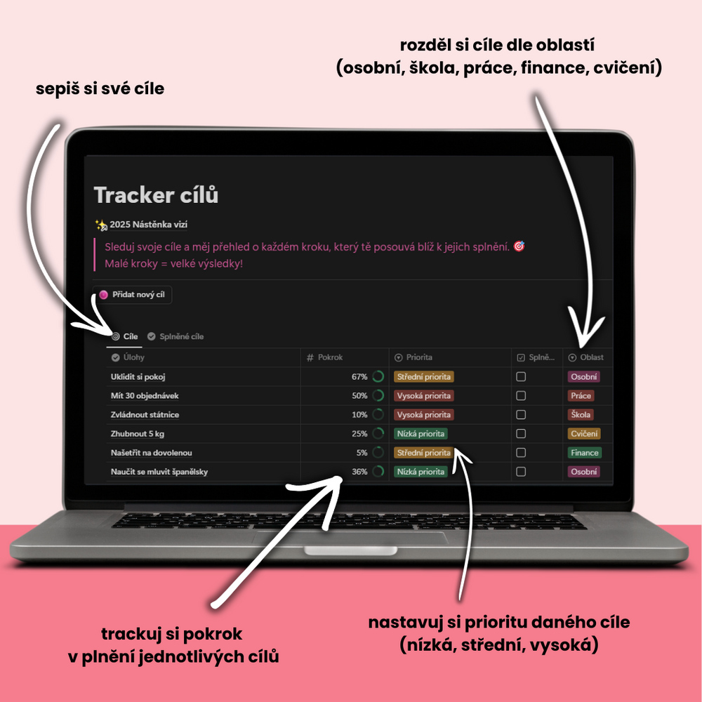Notion nástěnka vizí