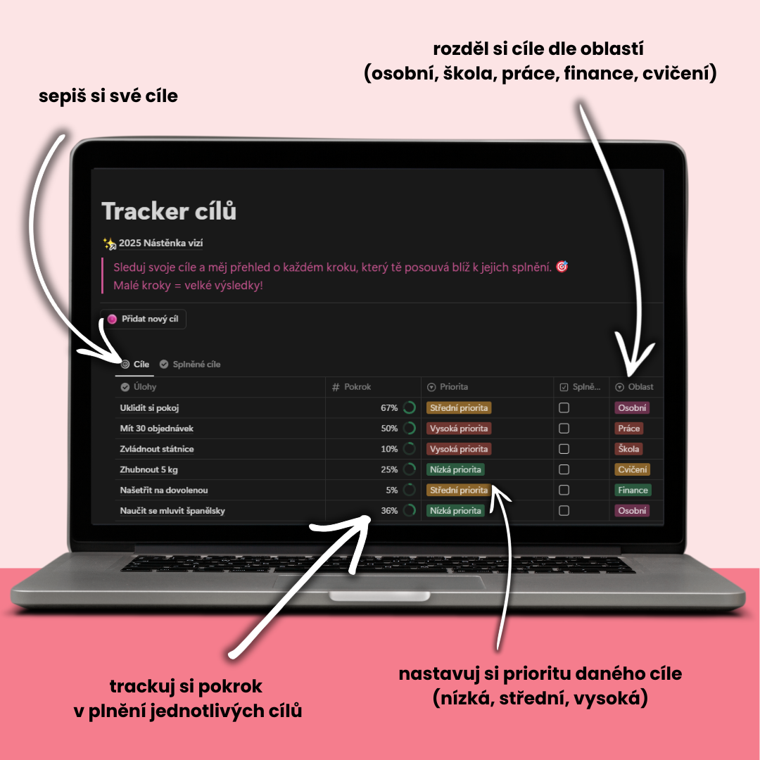Notion nástěnka vizí