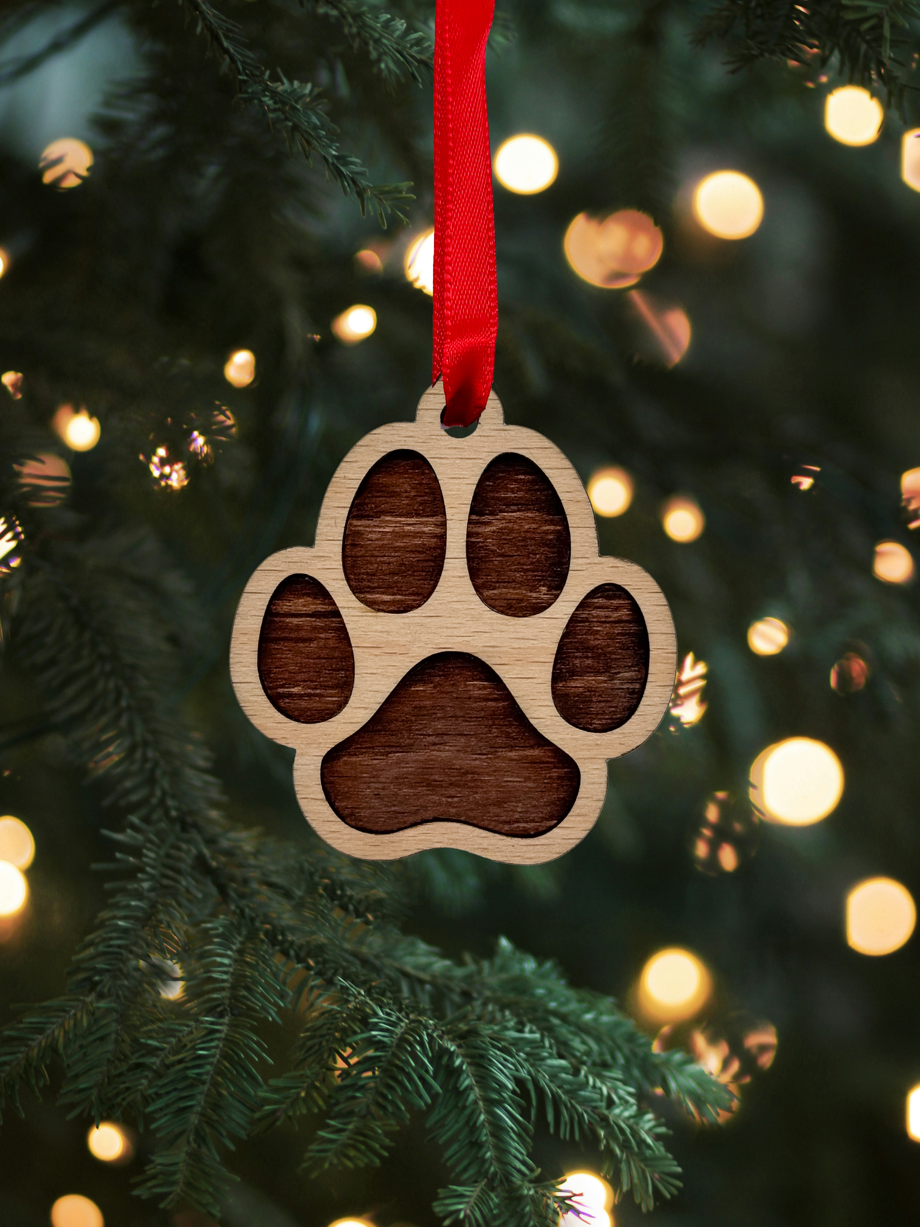 Dřevěná vánoční ozdoba – Psí tlapka menší